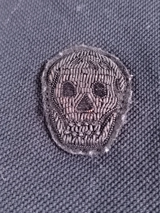 Alexander McQueen Black Polo Shirt with Skull Embroidery - Picture 8 of 11